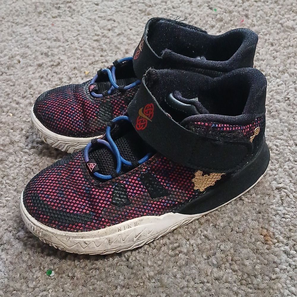 Nike Kyrie 7 size 10C TD Kids Shoes Black/Teal/Pink/Metallic Gold CW3241 001